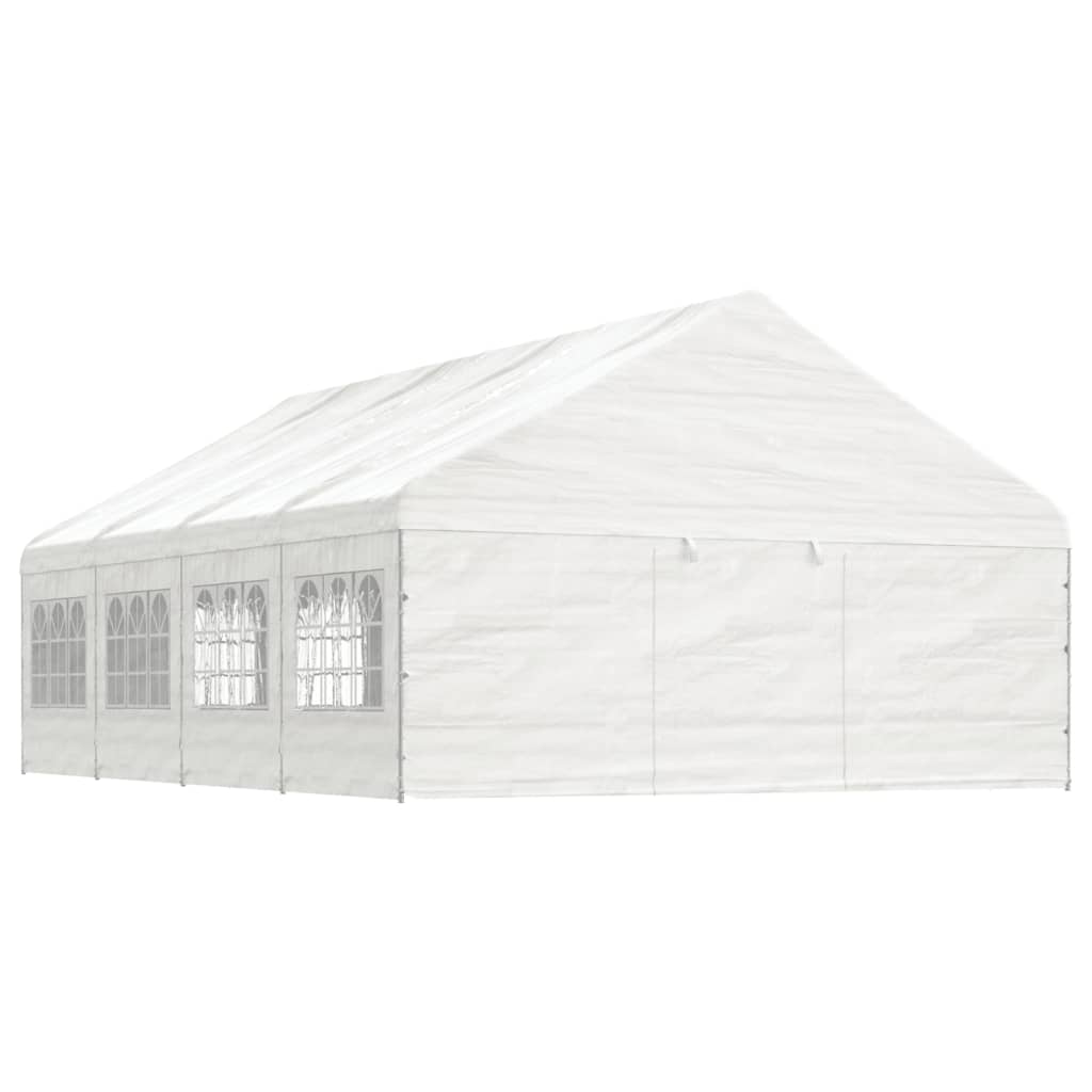 Pavillon avec toit blanc 8,92x5,88x3,75 m en polyéthylène