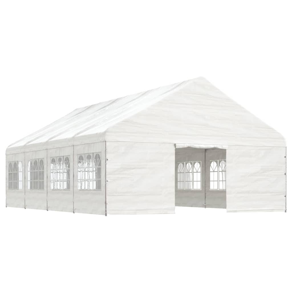Pavillon avec toit blanc 8,92x5,88x3,75 m en polyéthylène