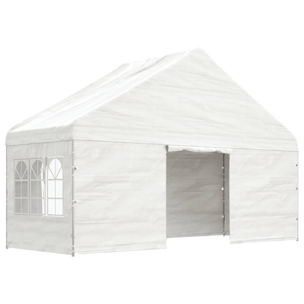 Pavillon avec toit blanc 8,92x5,88x3,75 m en polyéthylène