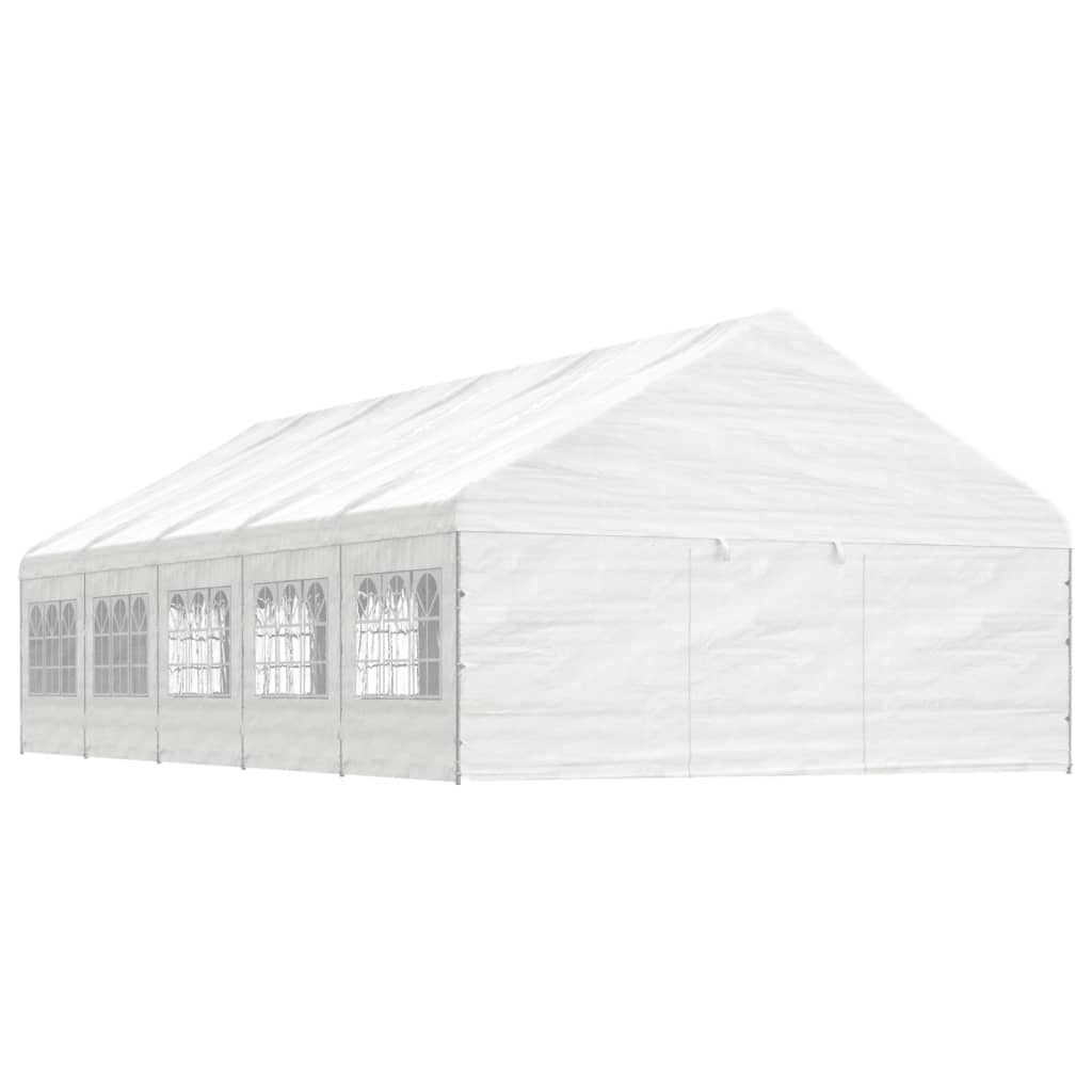 Pavillon mit Dach Weiß 11,15x5,88x3,75 m Polyethylen