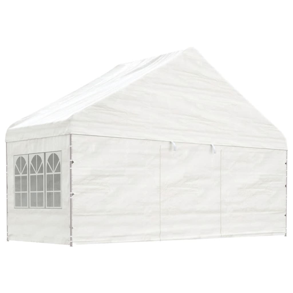 Pavillon mit Dach Weiß 11,15x5,88x3,75 m Polyethylen