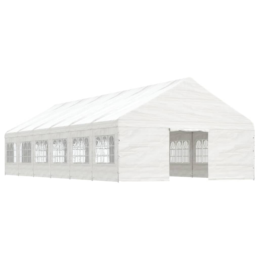 Pavillon mit Dach Weiß 13,38x5,88x3,75 m Polyethylen