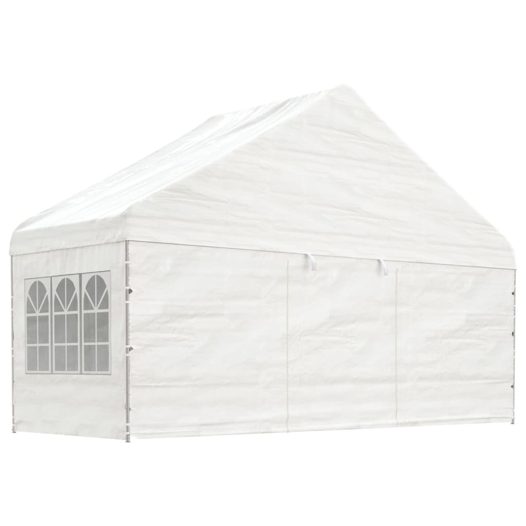 Pavillon mit Dach Weiß 13,38x5,88x3,75 m Polyethylen