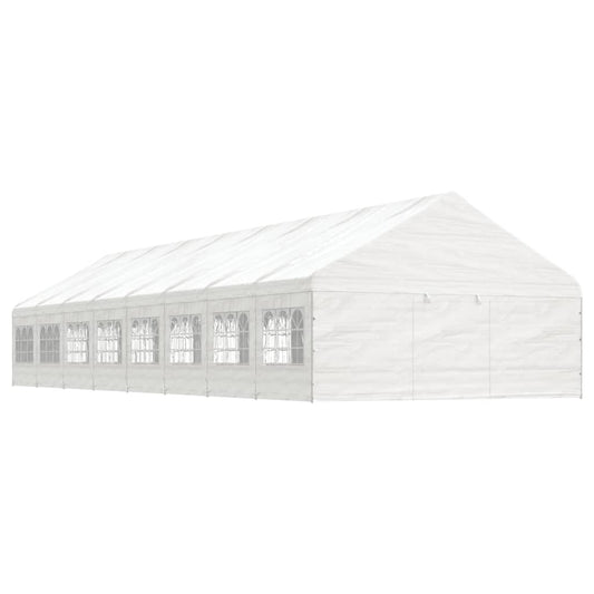 Pavillon mit Dach Weiß 17,84x5,88x3,75 m Polyethylen