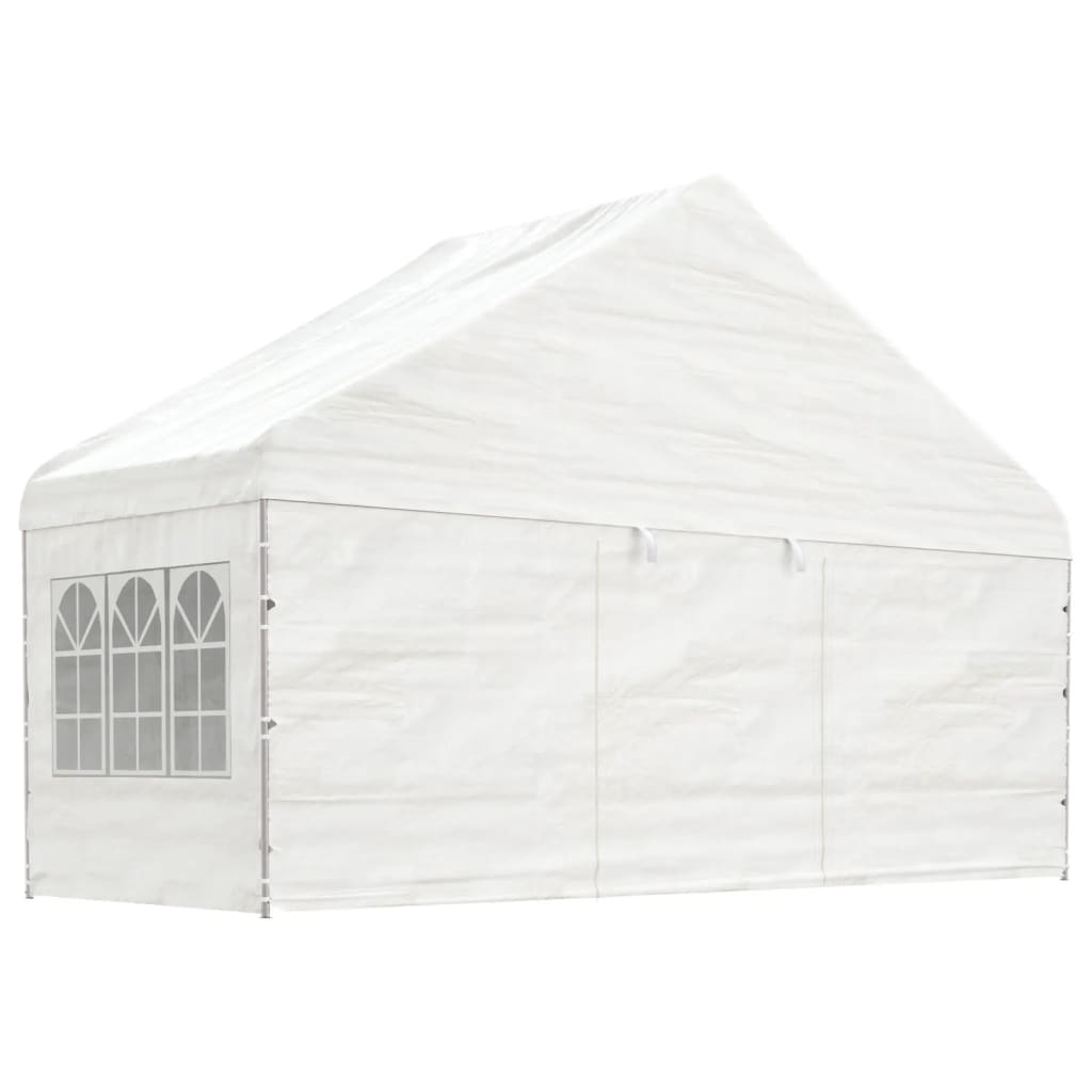 Pavillon mit Dach Weiß 17,84x5,88x3,75 m Polyethylen