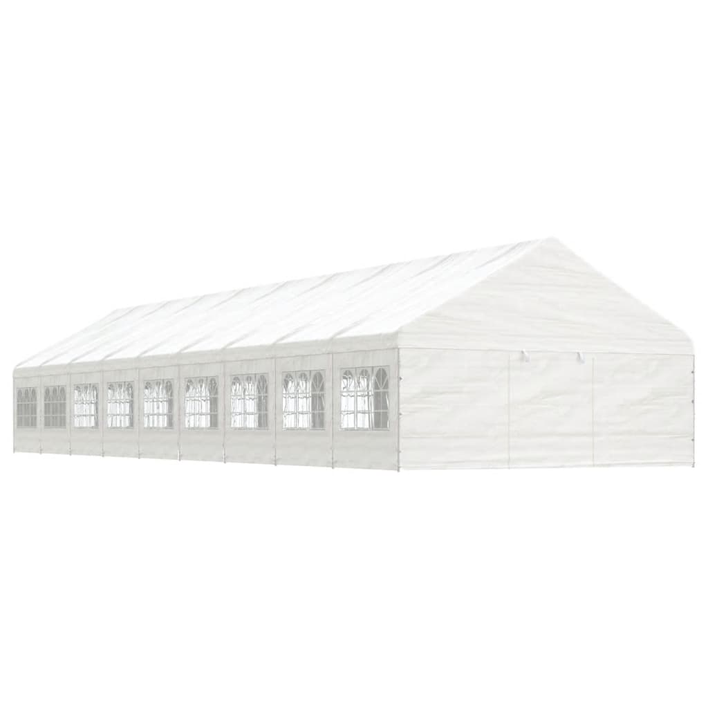 Pavillon avec toit blanc 20,07x5,88x3,75 m en polyéthylène