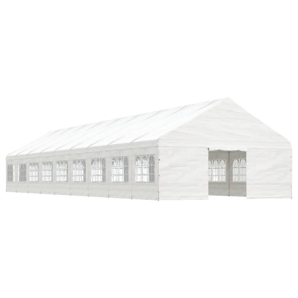 Pavillon avec toit blanc 20,07x5,88x3,75 m en polyéthylène