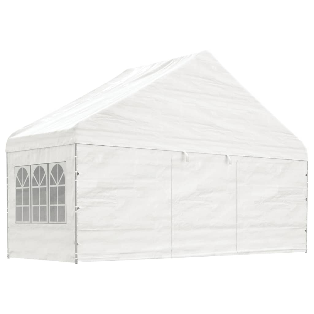 Pavillon avec toit blanc 20,07x5,88x3,75 m en polyéthylène
