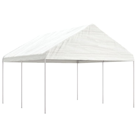 Pavillon mit Dach Weiß 4,46x4,08x3,22 m Polyethylen