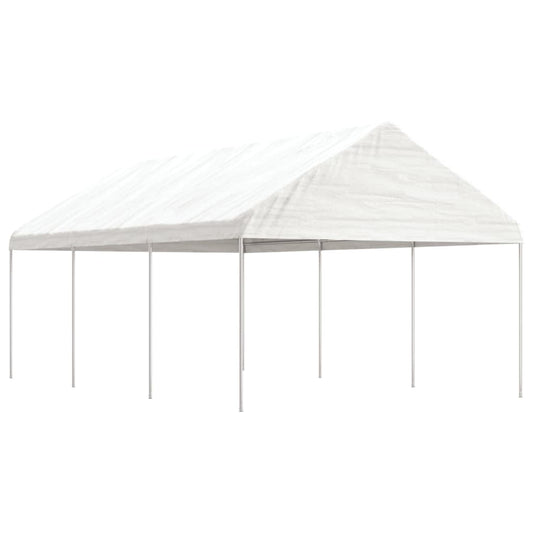 Pavillon mit Dach Weiß 6,69 x 4,08 x 3,22 m Polyethylen