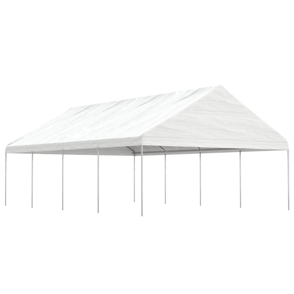Pavillon avec toit blanc 8,92x5,88x3,75 m en polyéthylène