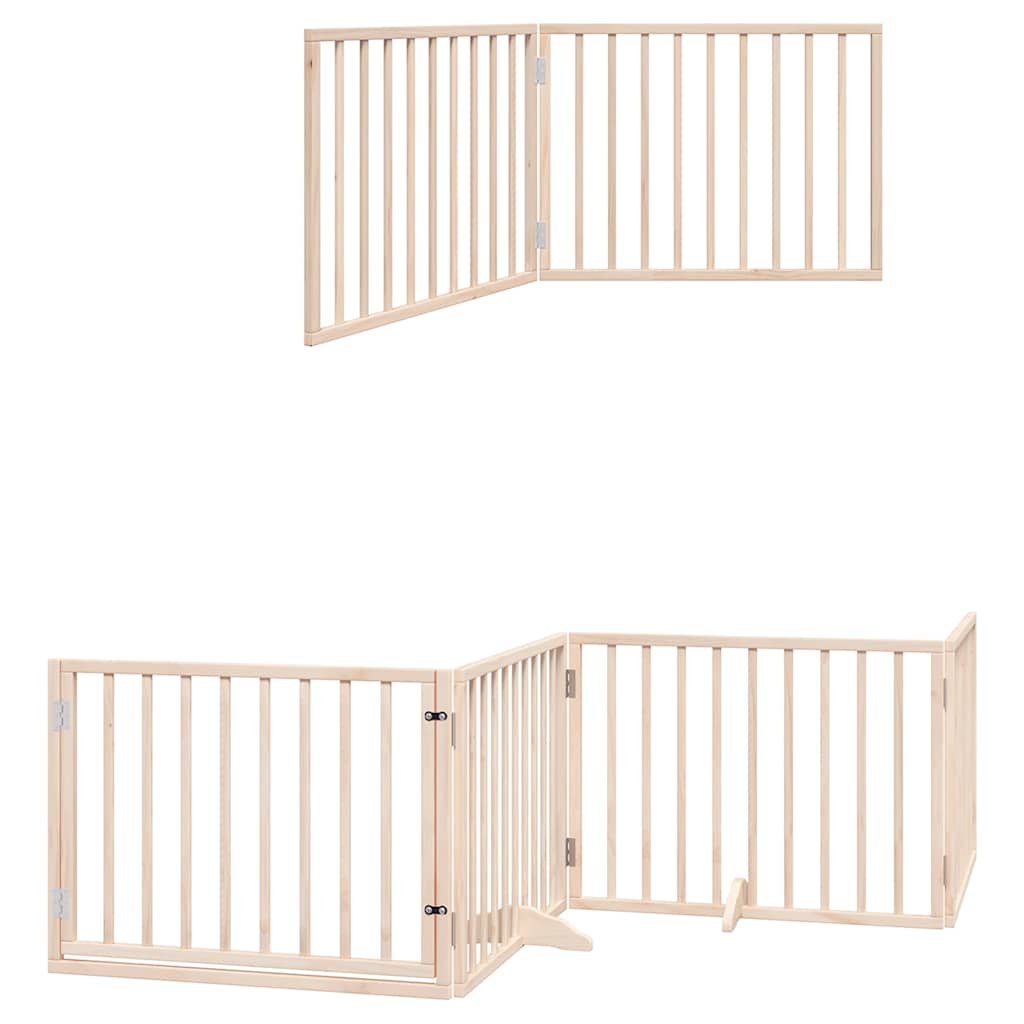 8-tlg. Hundetor mit Tür Faltbar 640 cm Pappelholz