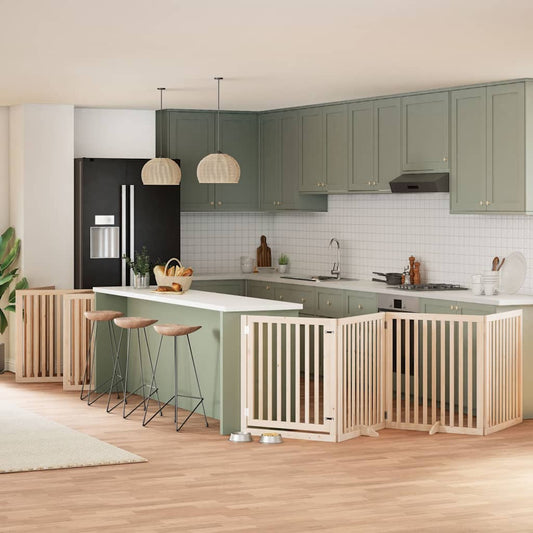 10-tlg. Hundetor mit Tür Faltbar 800 cm Pappelholz