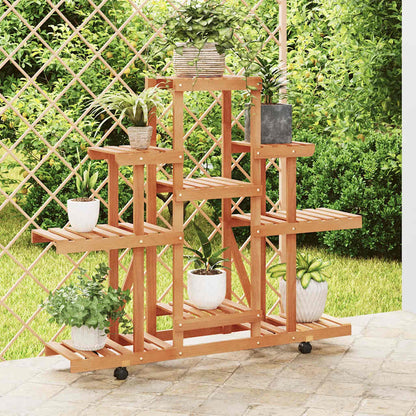 Blumenständer mit Rollen 110x25x101 cm Massivholz Tanne
