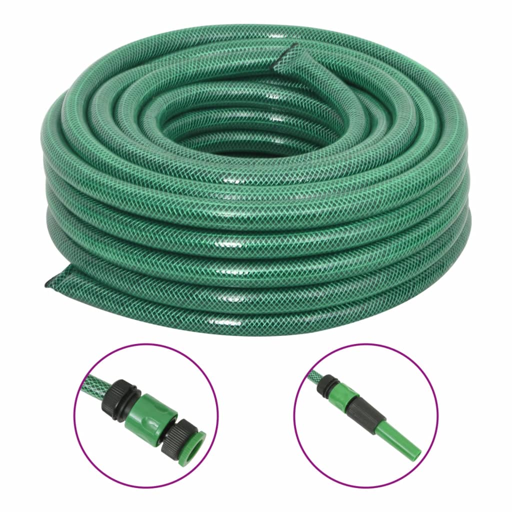 Gartenschlauch mit Kupplung-Set Grün 0,75" 30 m PVC