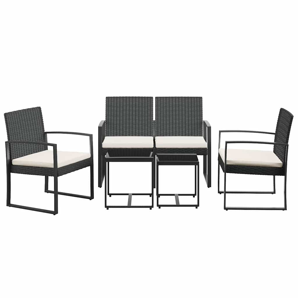5-tlg. Garten-Essgruppe mit Kissen Schwarz PP-Rattan