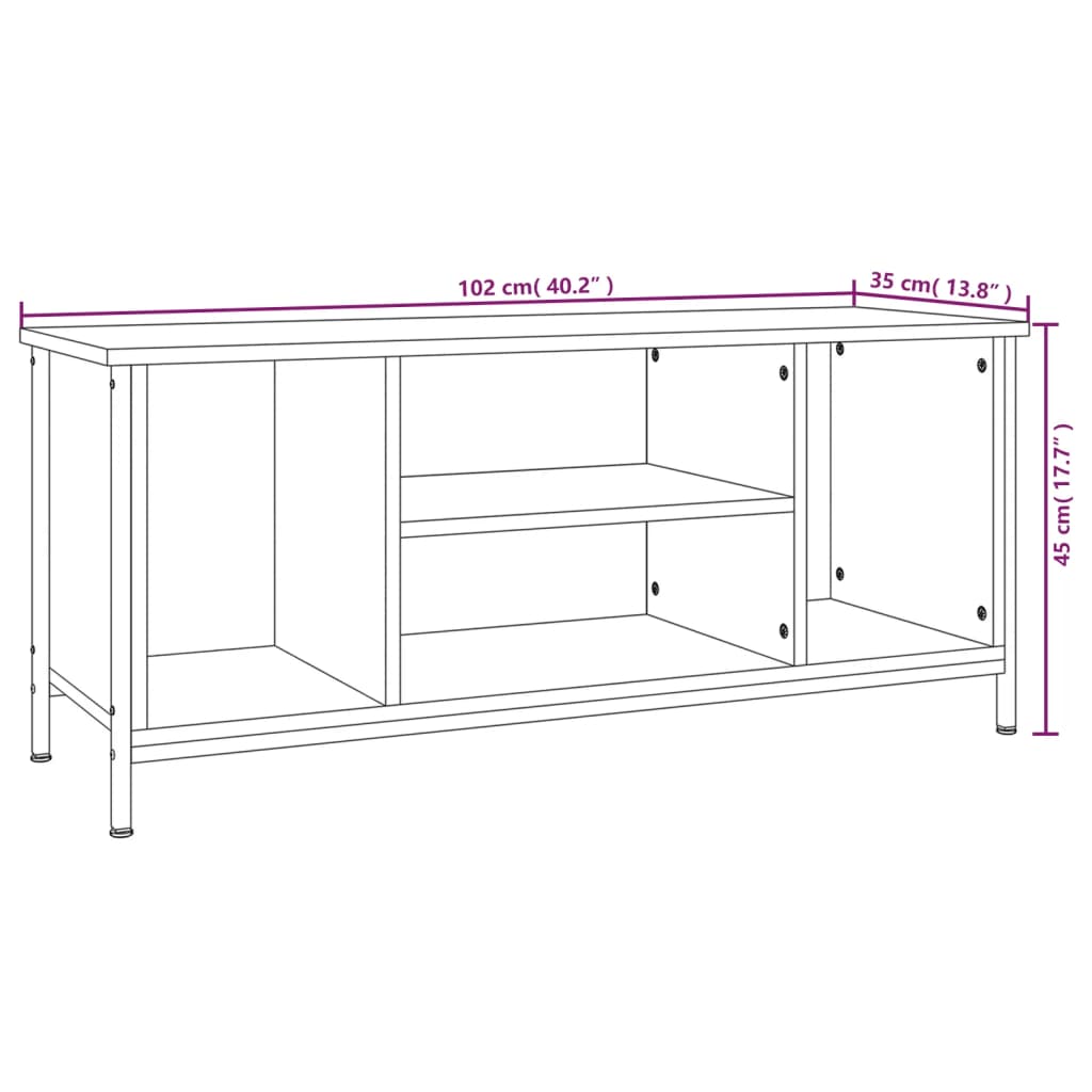 TV-Schrank Braun Eichen-Optik 102x35x45 cm Holzwerkstoff