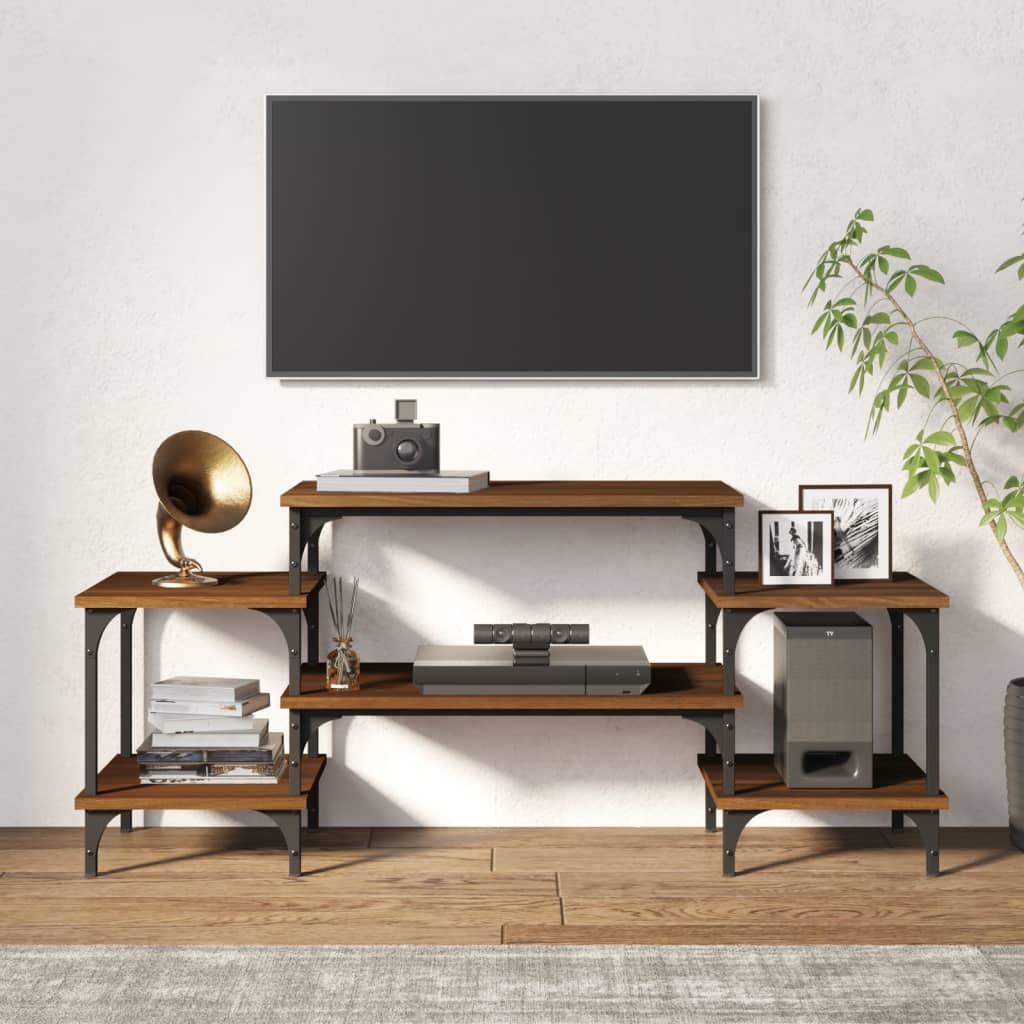 Meuble TV aspect chêne marron 117x35x52 cm matériau bois