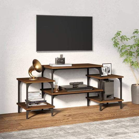 Meuble TV aspect chêne marron 117x35x52 cm matériau bois