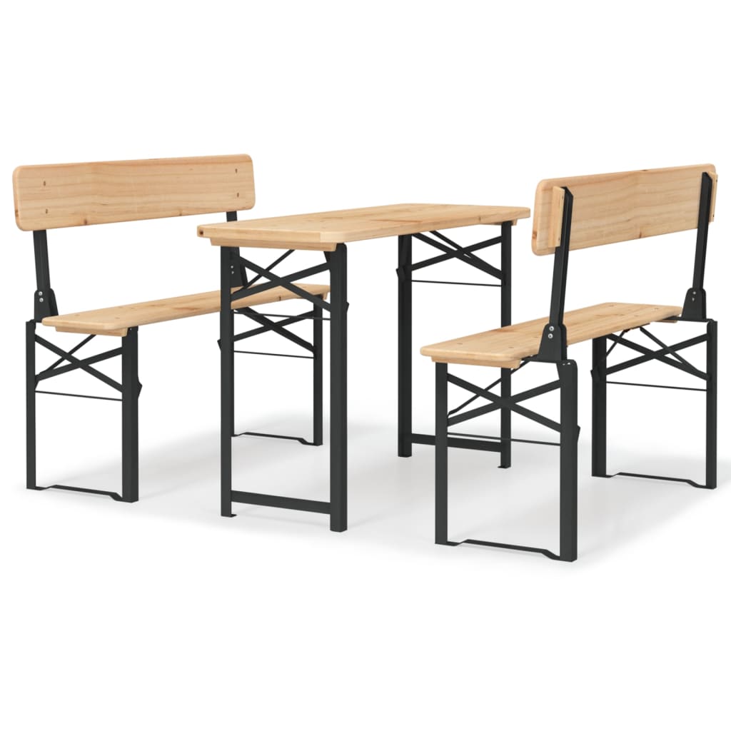 3-tlg. Biertisch-Set Klappbar Massivholz Tanne