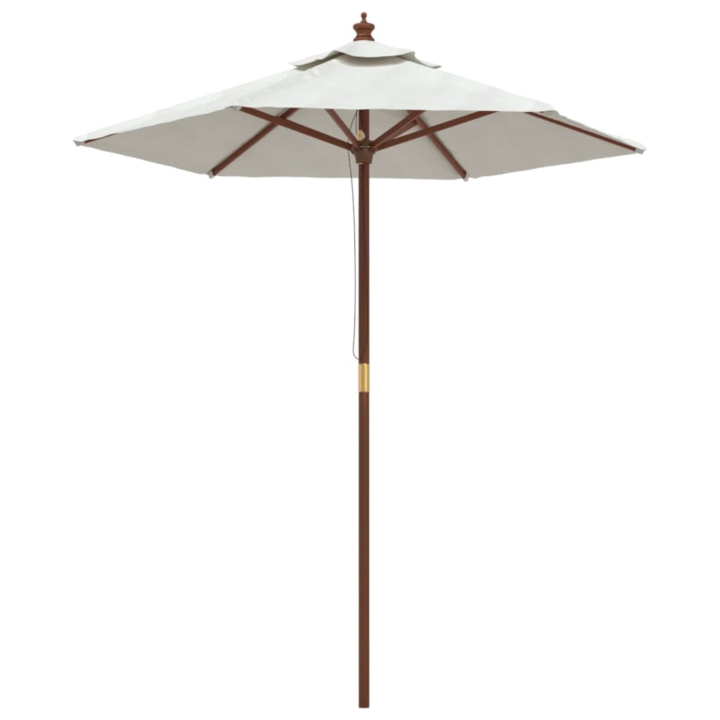 Parasol avec mât en bois couleur sable 196x231 cm