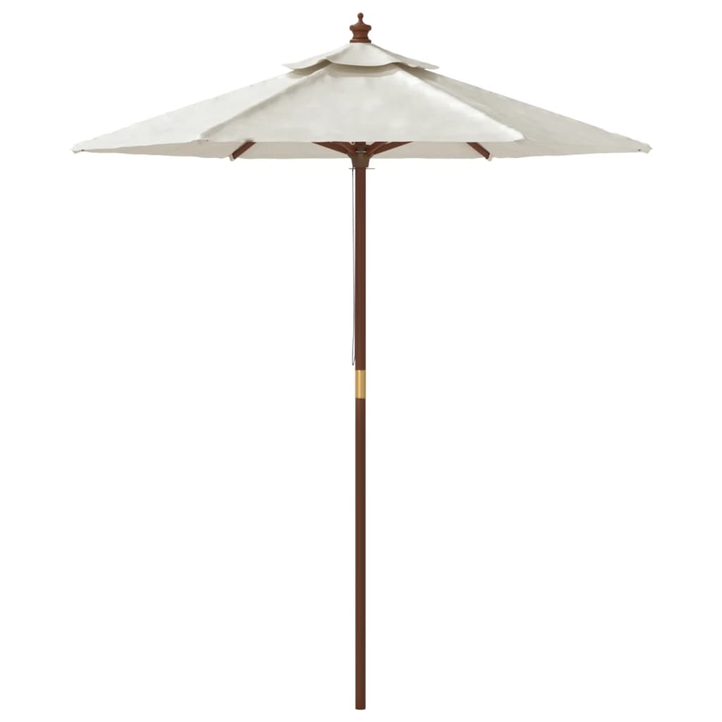 Parasol avec mât en bois couleur sable 196x231 cm