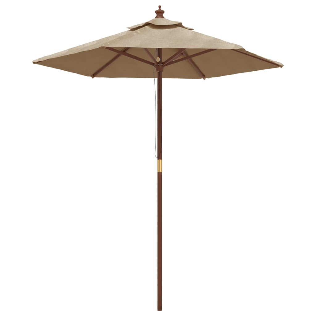 Parasol avec mât en bois taupe 196x231 cm