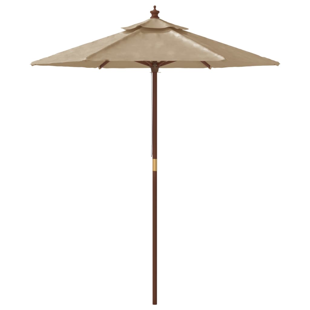 Parasol avec mât en bois taupe 196x231 cm