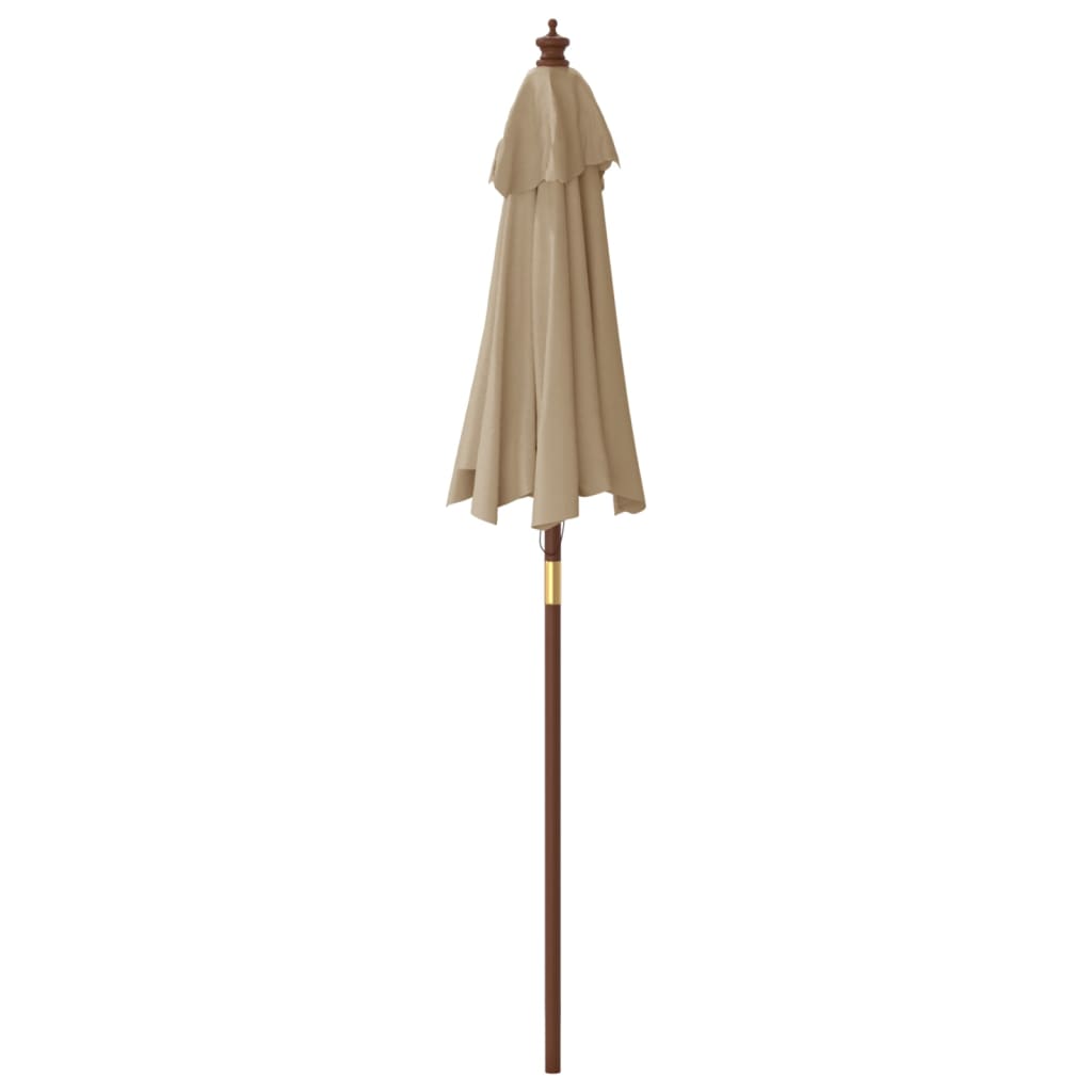 Parasol avec mât en bois taupe 196x231 cm