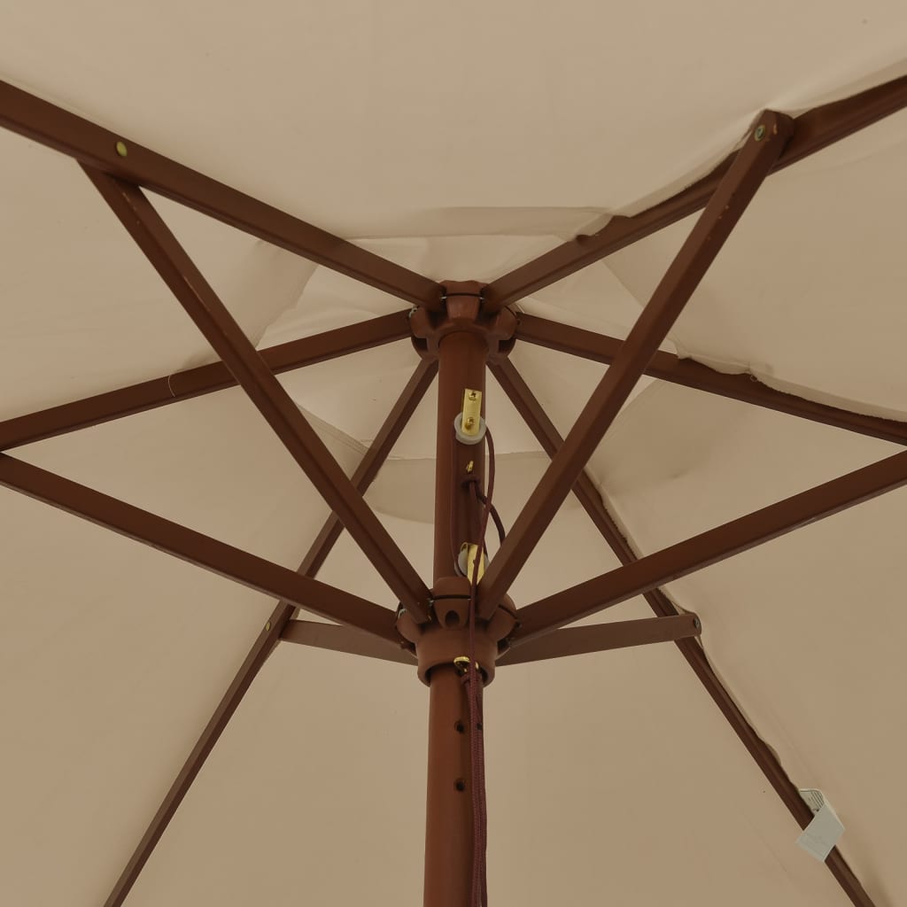 Parasol avec mât en bois taupe 196x231 cm