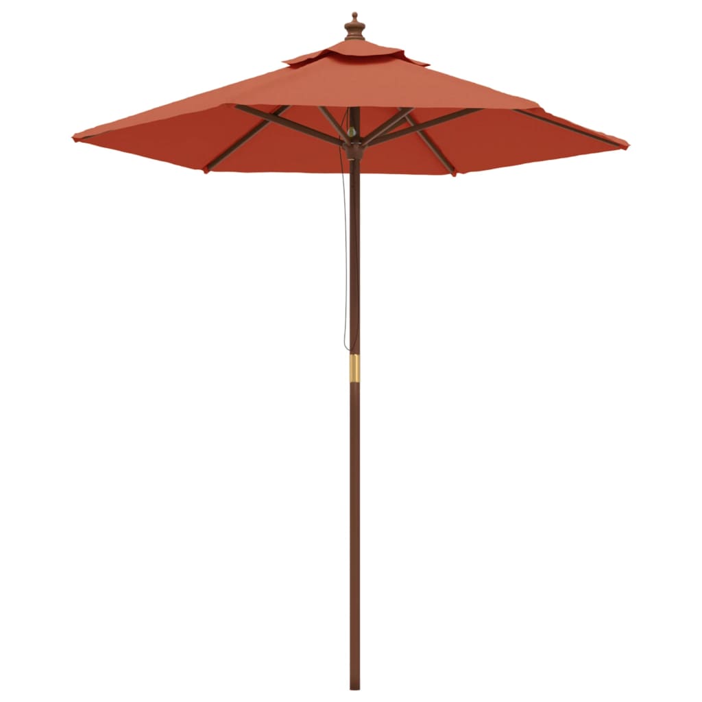 Parasol avec mât en bois terre cuite 196x231 cm