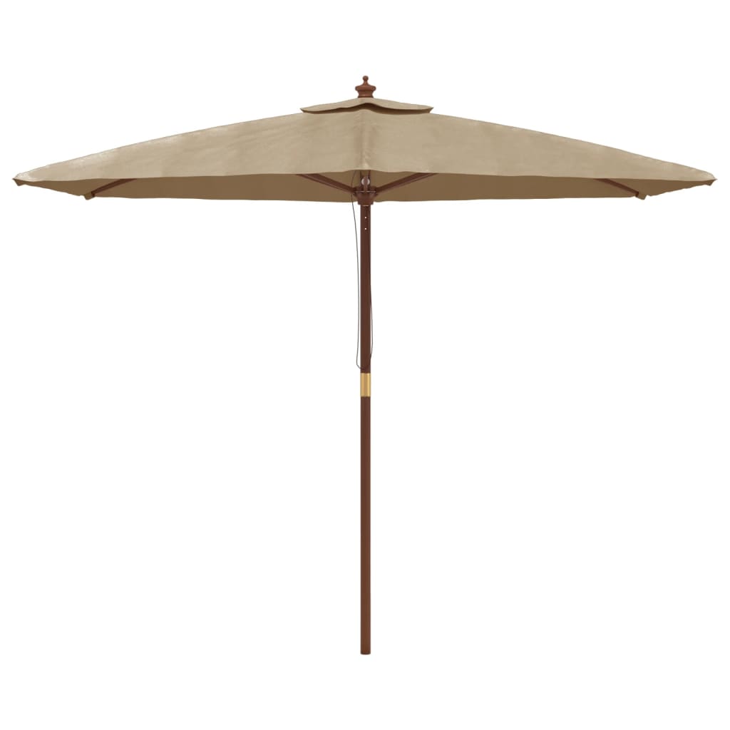 Parasol avec mât en bois taupe 299x240 cm