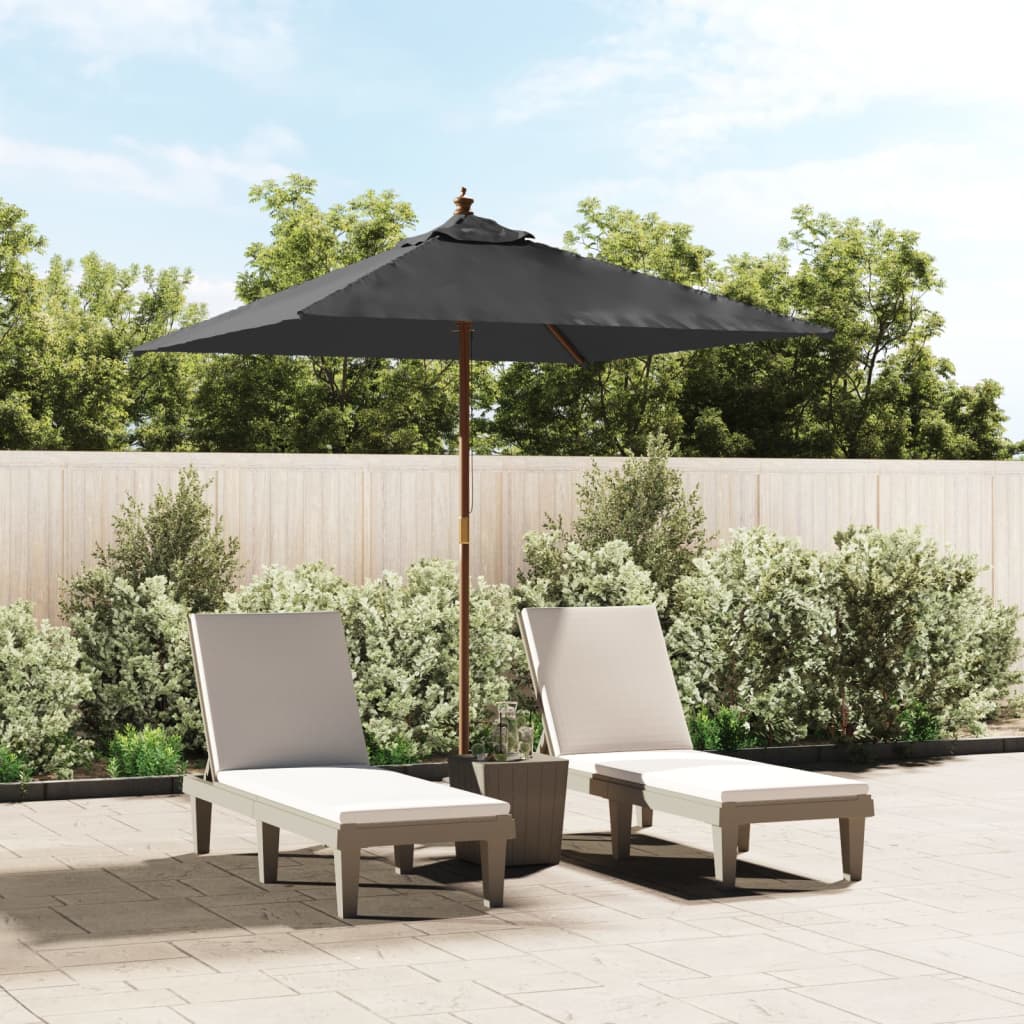 Parasol avec poteau en bois anthracite 198x198x231 cm