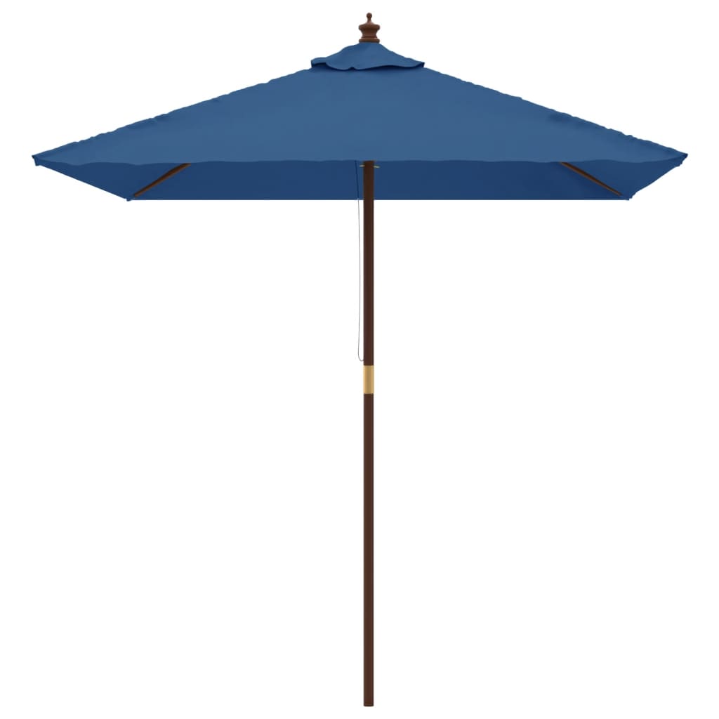 Parasol with wooden pole azure blue 198x198x231 cm