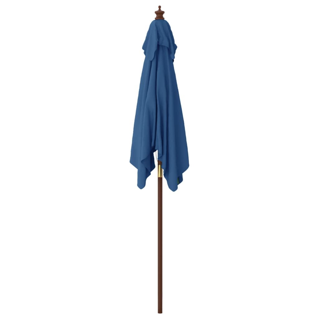 Parasol with wooden pole azure blue 198x198x231 cm