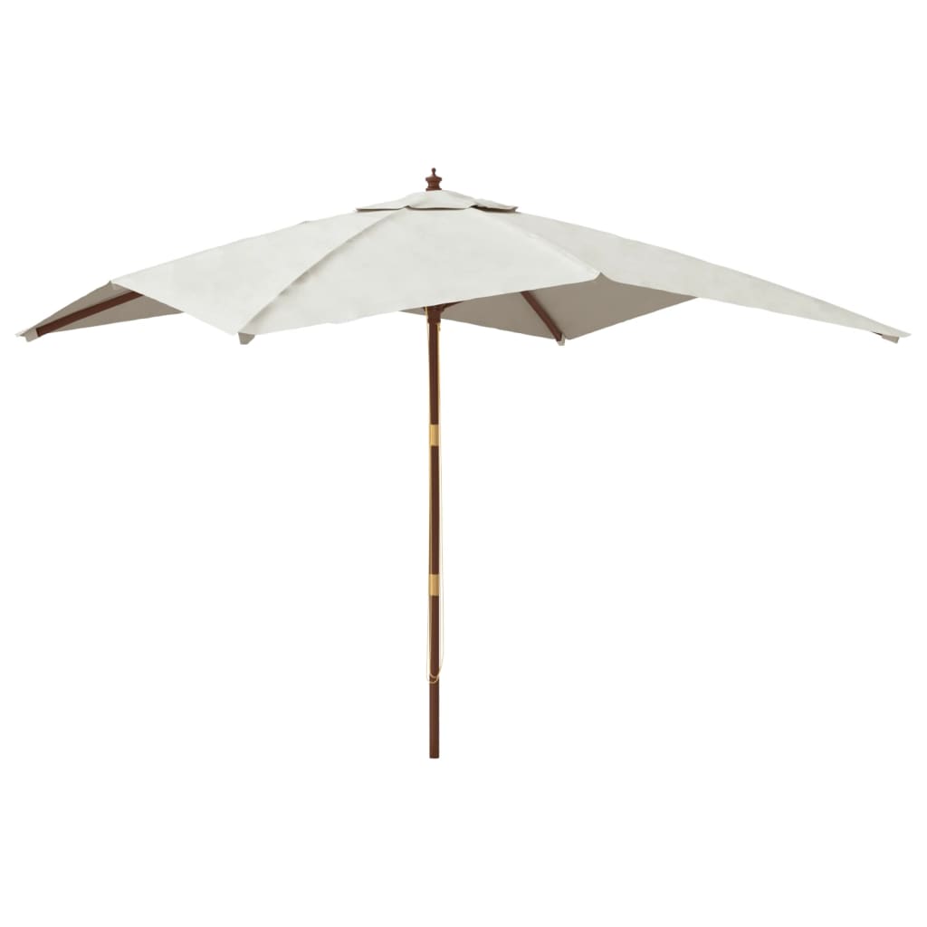 Parasol avec mât en bois couleur sable 300x300x273 cm