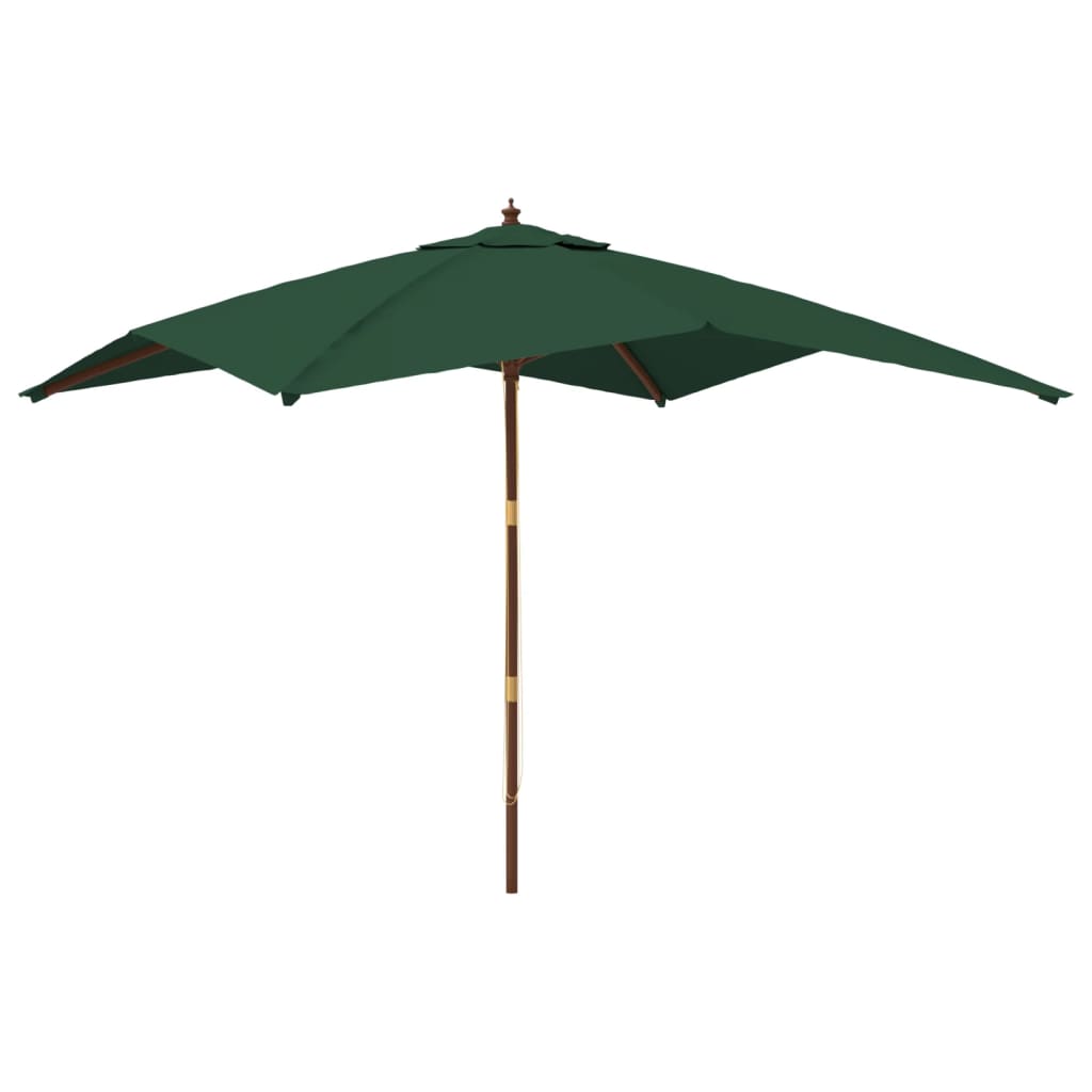 Parasol avec mât en bois vert 300x300x273 cm