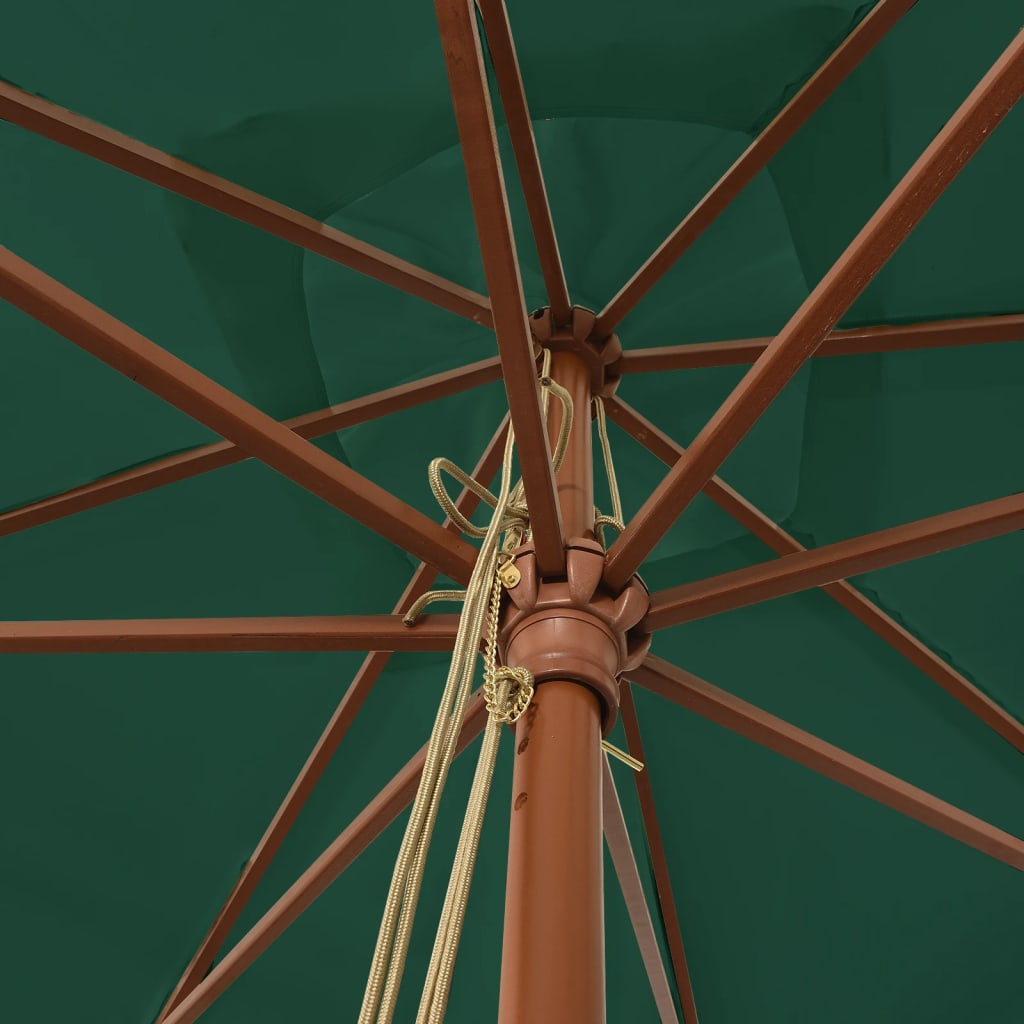 Parasol avec mât en bois vert 300x300x273 cm