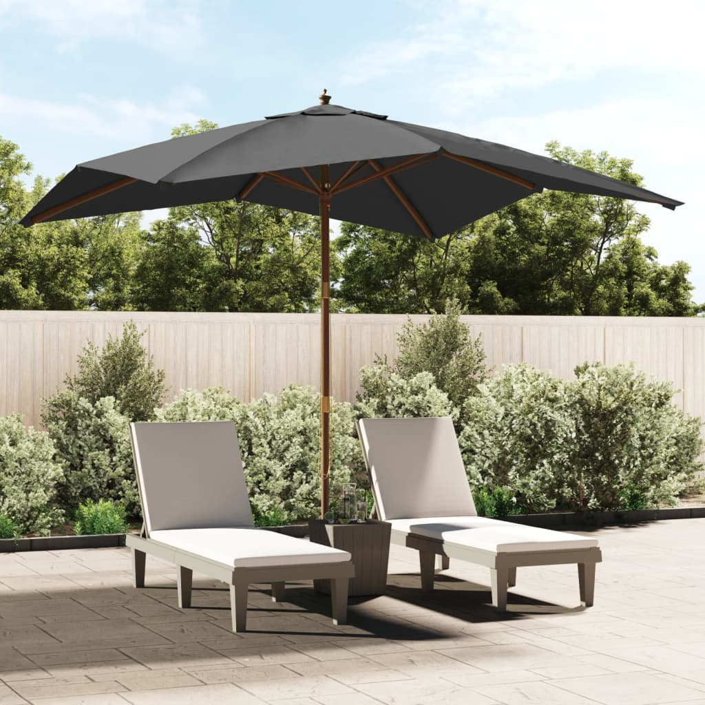 Parasol avec poteau en bois anthracite 300x300x273 cm