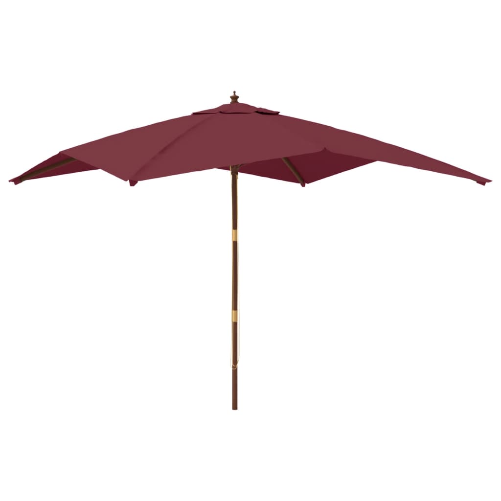 Parasol avec mât en bois Bordeaux rouge 300x300x273 cm