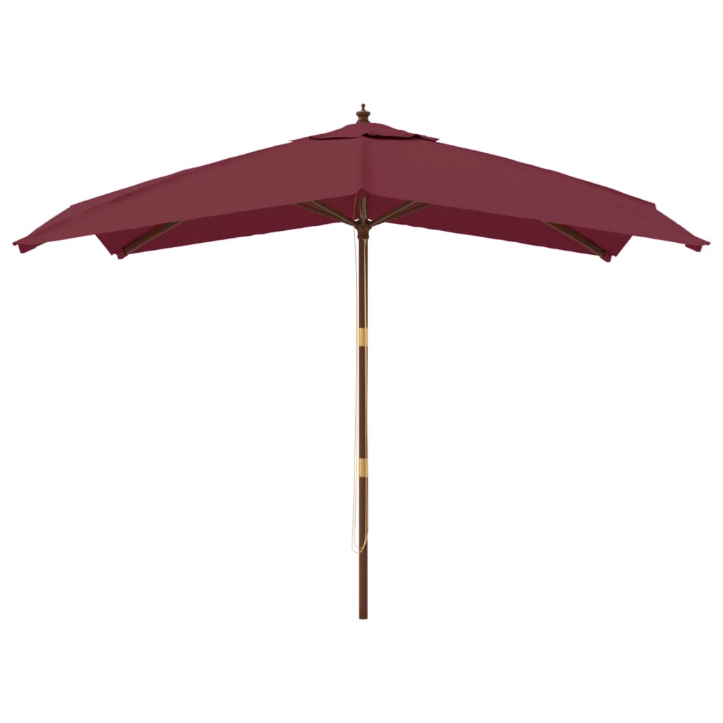 Parasol avec mât en bois Bordeaux rouge 300x300x273 cm