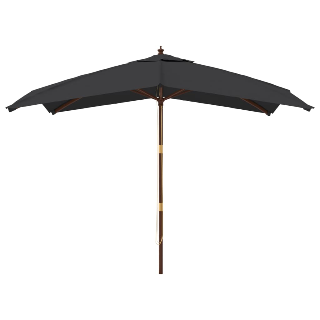 Parasol avec poteau en bois noir 300x300x273 cm