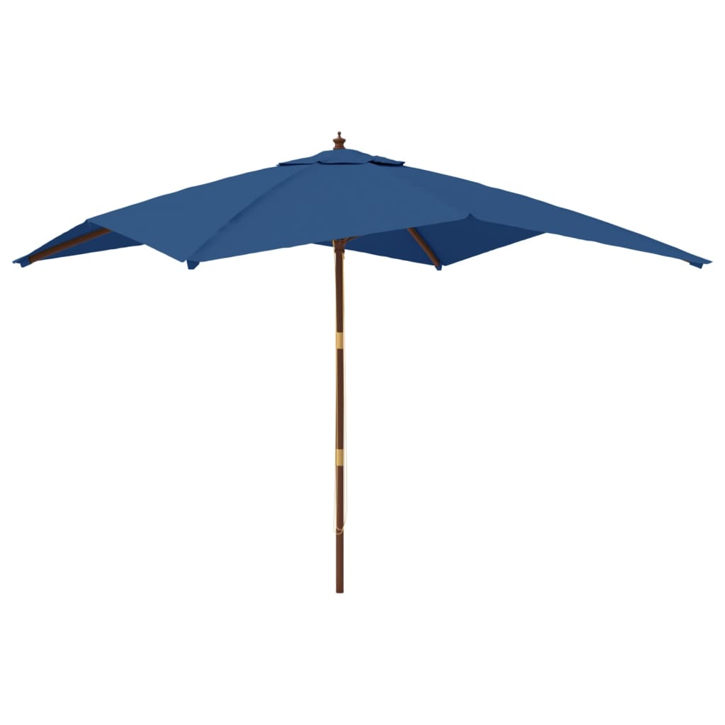 Parasol avec mât en bois bleu azur 300x300x273 cm