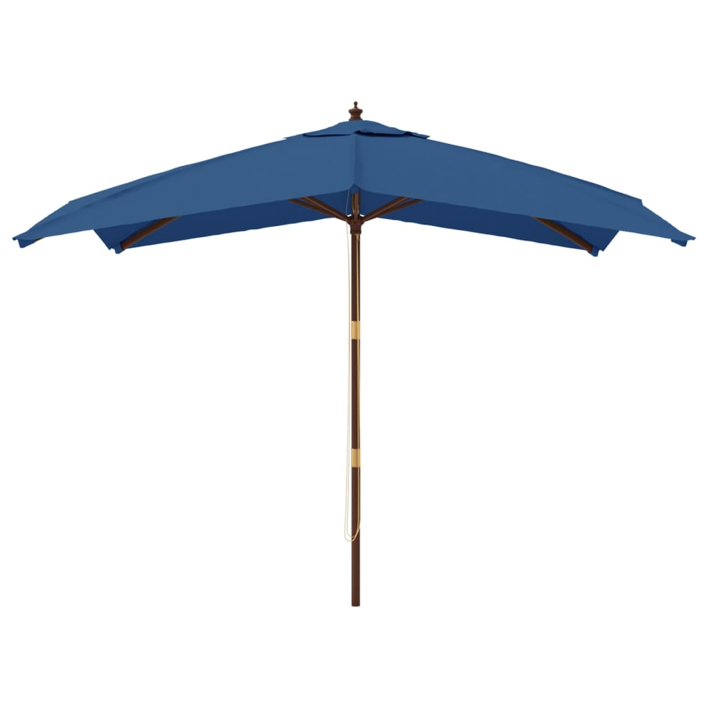 Parasol avec mât en bois bleu azur 300x300x273 cm