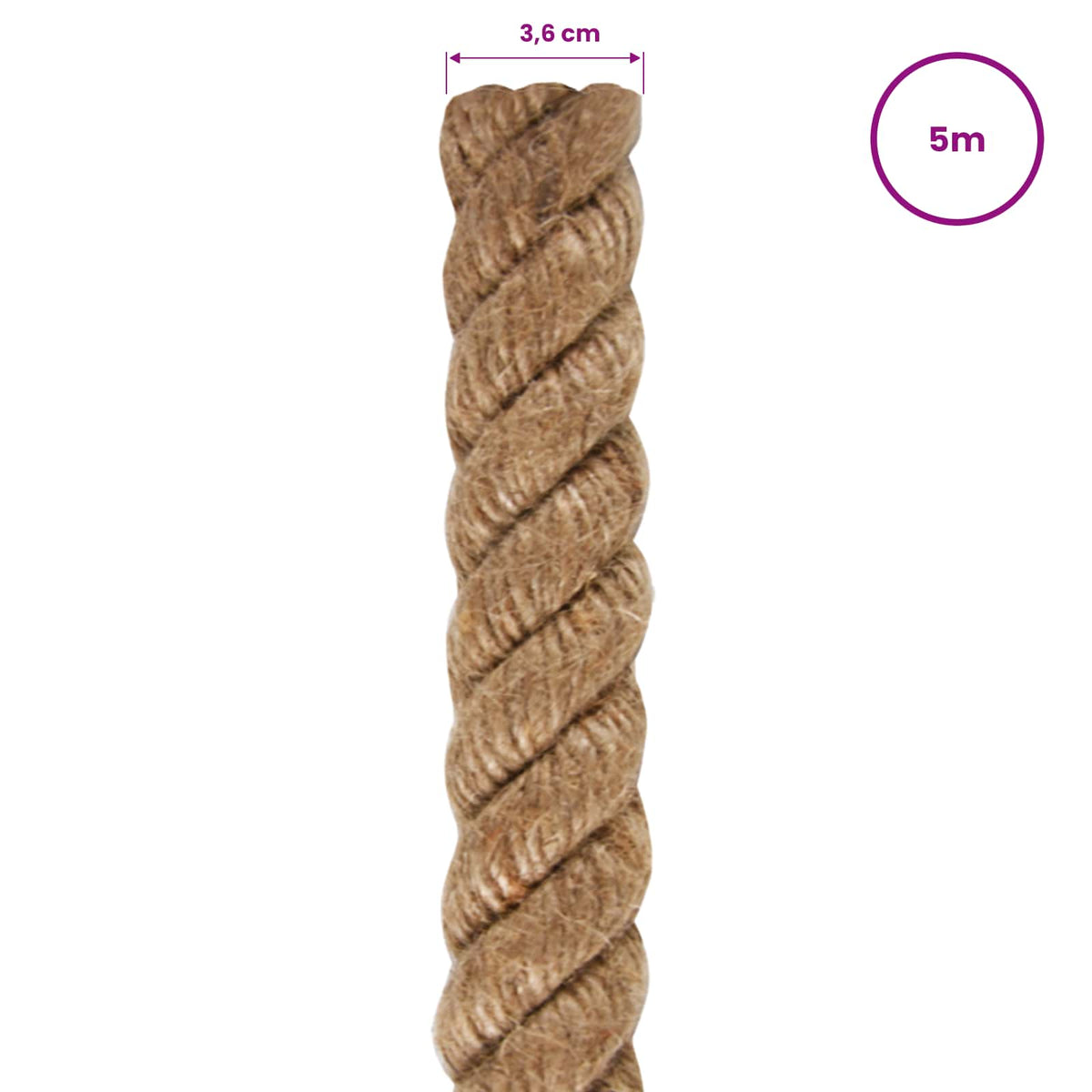 Juteseil 5 m Länge 36 mm Stärke