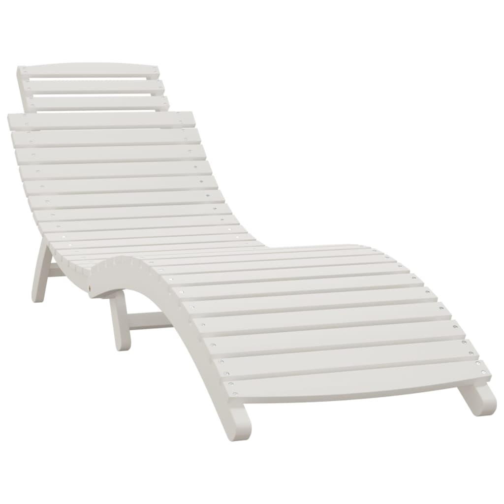 Bain de soleil avec table en bois d'acacia massif blanc