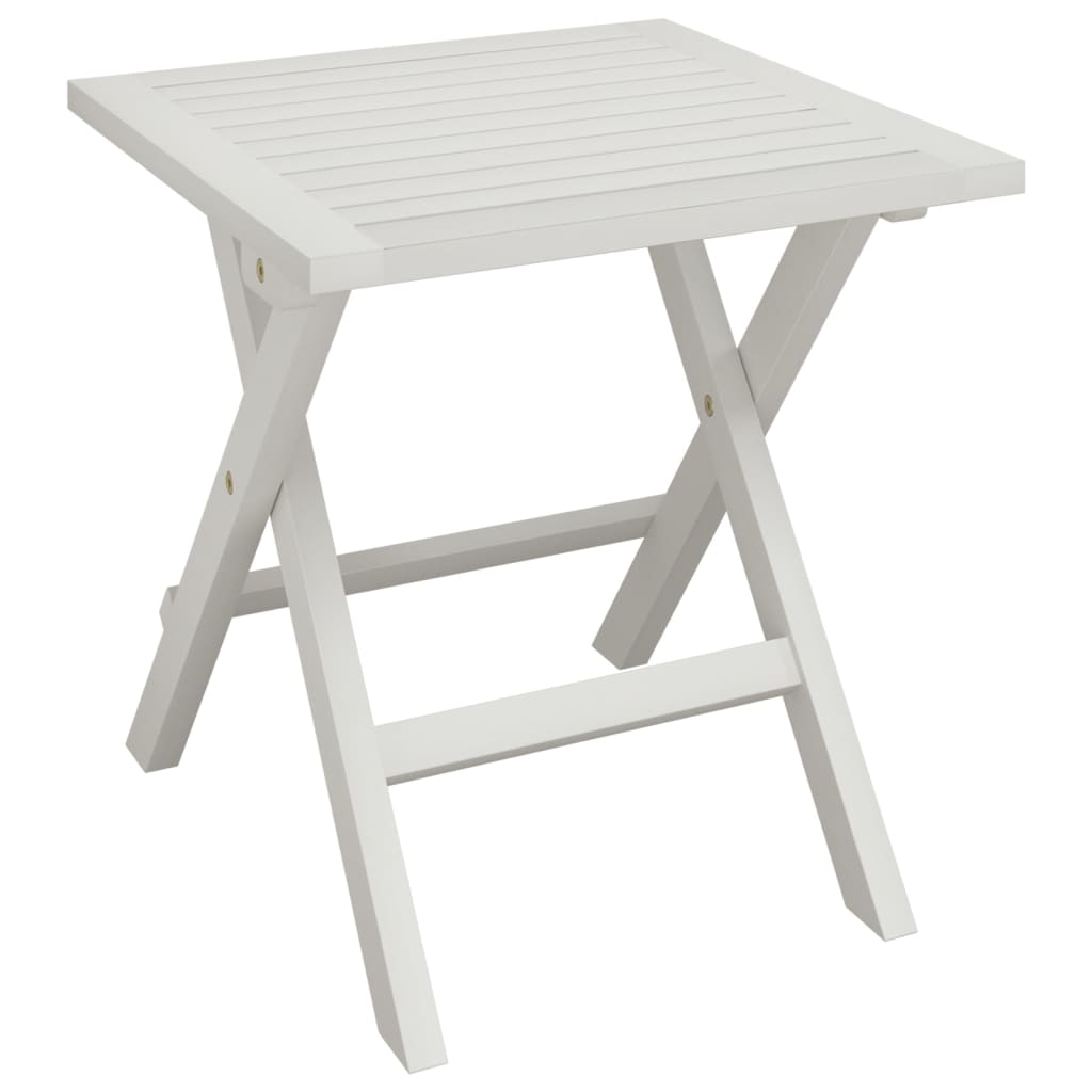 Bain de soleil avec table en bois d'acacia massif blanc