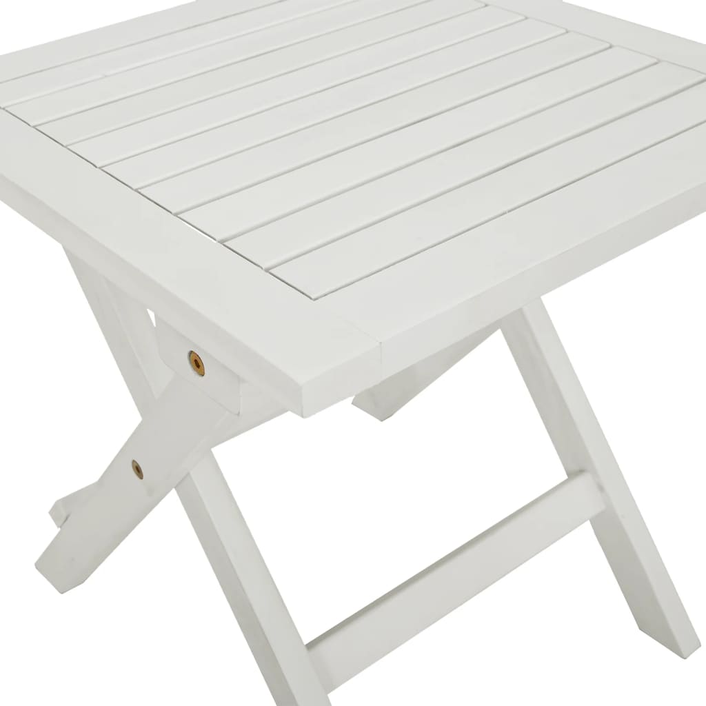 Bain de soleil avec table en bois d'acacia massif blanc