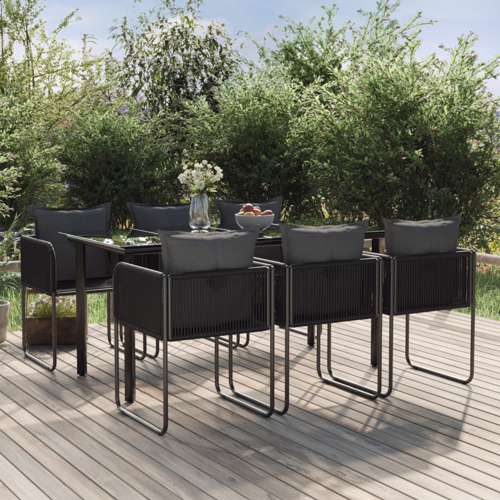 7-tlg. Garten-Essgruppe Schwarz