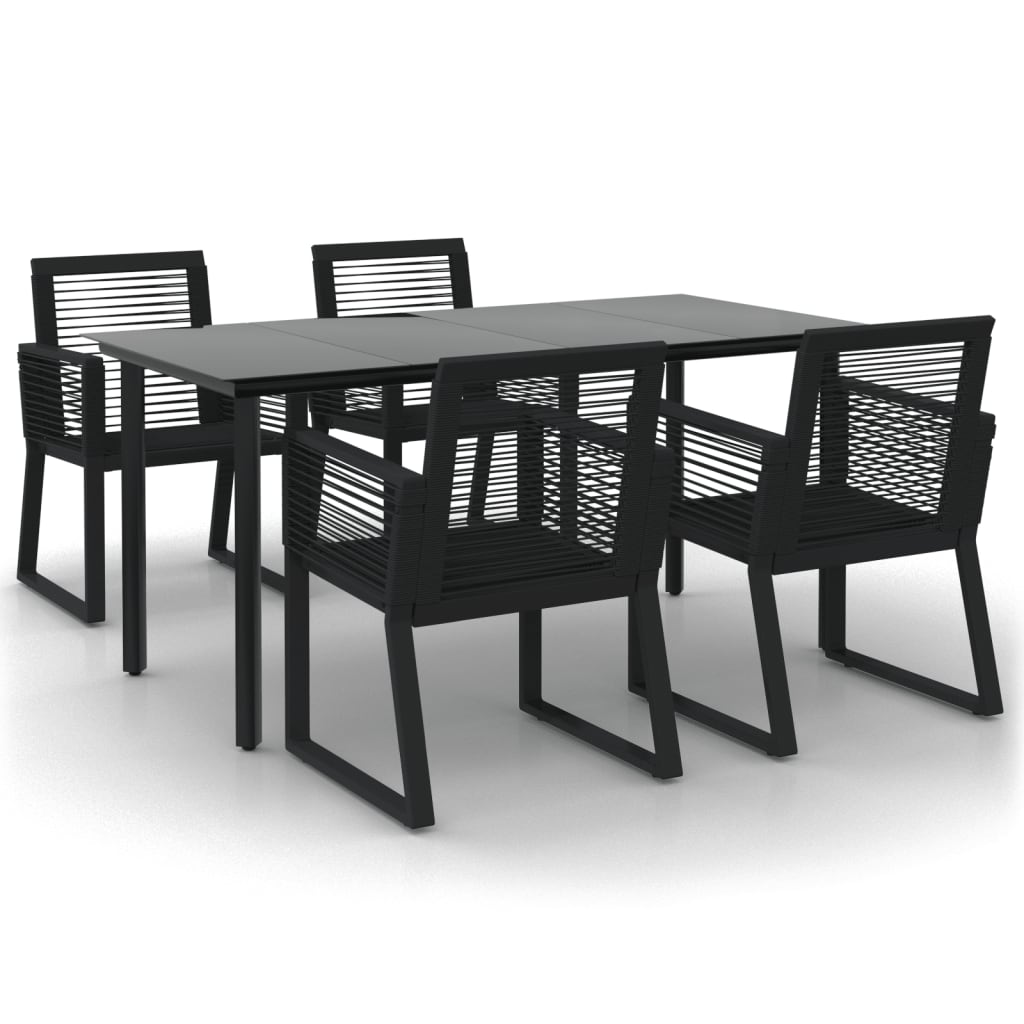 5-tlg. Garten-Essgruppe Schwarz PVC Rattan